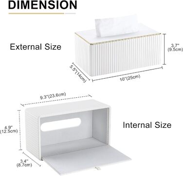 Скляниця для серветок KingFOM з золотим обідком, шкіра PU, для вітальні, ванної кімнати та офісу (біла, прямокутна)