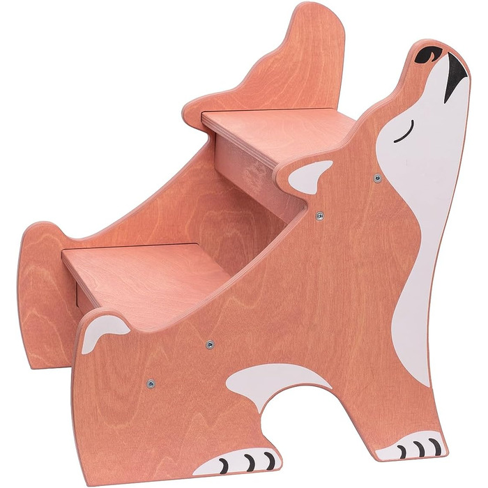 Дитячий тритухольдер Wild Kids з дерева, 2 сходинки, для ванної кімнати, у стилі Монтессорі (світло-рожевий)