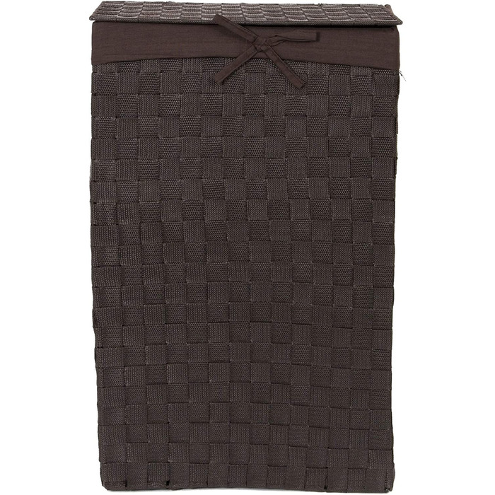 Корзина для білизни RAN6892 Stan з кришкою, ручками, плетіння з металевим каркасом, знімний вкладиш з льону, 30 x 30 x 50 см, колір шоколадний