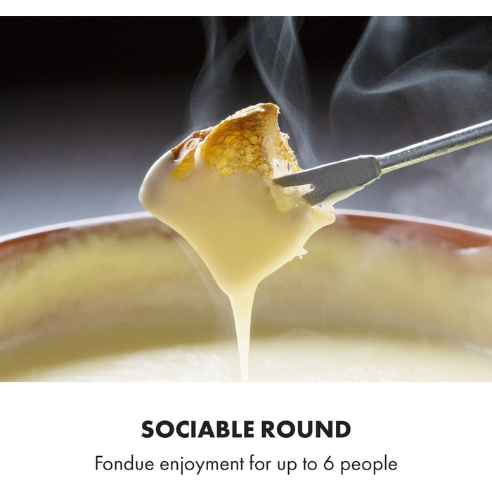 Фондю Klarstein Bambus 1.3л, 800 Вт, нержавіюча сталь, бамбукова база, 6 виделок