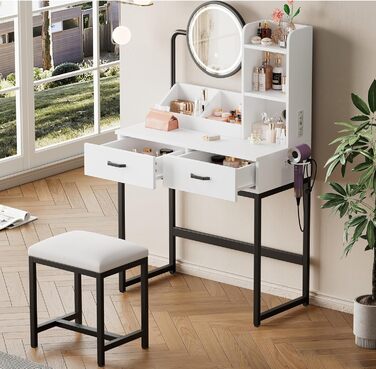 Журнальний столик-туалетник ModernLuxe з дзеркалом, 5 ящиків, розмір 100x76x40 см (без табурета)