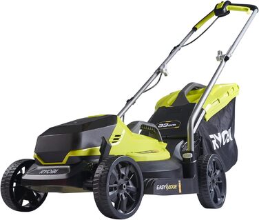 Акумуляторний газонокосарка RYOBI 18V ONE+ – ширина косіння 33 см, без акумулятора та зарядного пристрою, компактна для малих газонів (RLM18X33B40, в комплекті 1x 4,0 Ah акумулятор та зарядний пристрій)