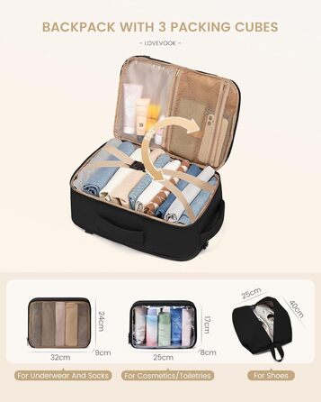 Рюкзак для ручної поклажі OVEVOOK: 40 л, водонепроникний, для подорожей, 17