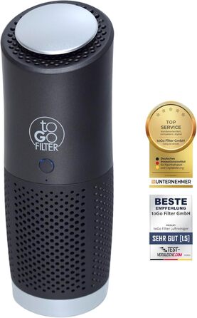 Портативний очисник повітря toGo Filter з акумулятором, компактний, для подорожей, авто, офісу. HEPA 13 фільтр, активне вугілля, для алергіків та астматиків, 15㎡