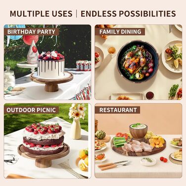 Дзеркальна підставка для тортів 30 см з дерева | Двостороння тортівниця з ніжками та кришкою (PET) | Кришка для тортів/кришка для пирогів | Універсальна підставка для тортів для весілля, дня народження, чаювання