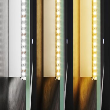 Дзеркало для ванної кімнати SONNI з підсвічуванням 80x60 см, антизапар, LED, сенсорний вимикач, колір світла: холодний/нейтральний/теплий