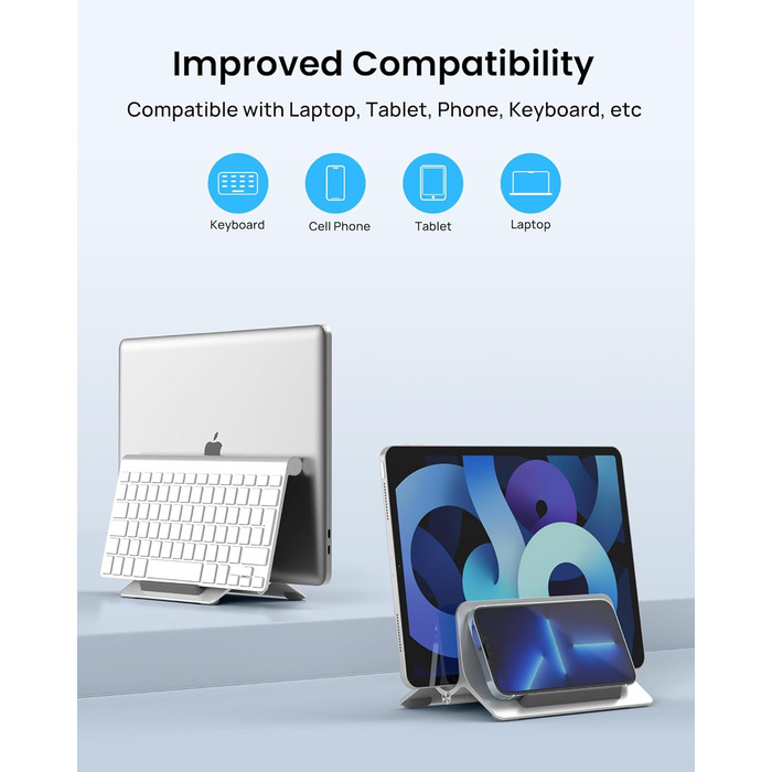 Підставка для ноутбука SODI вертикальна, автоматична, з алюмінію, для MacBook Pro/Air, ноутбуків, планшетів, телефонів (срібна)