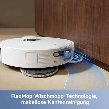 Робот-пилосос Mova E40 Ultra з функцією миття, автоматичним очищенням, потужністю 19000 Па, MaxiReach-мопом, бічними щітками, вбудованим резервуаром 80 мл та базою для 75 днів прибирання