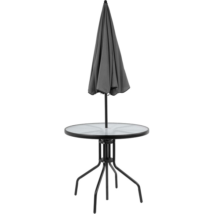 Садовий набір меблів Flash Furniture Nantucket 6 предметів коричневий: стіл, парасоля та 4 складані стільці (чорні)