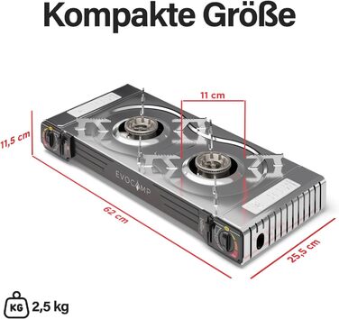 Газовий наметний пальник Gaskocher 2-flammig з п'єзозапалюванням для балончиків MSF-1a 227g - 4 балончики в комплекті