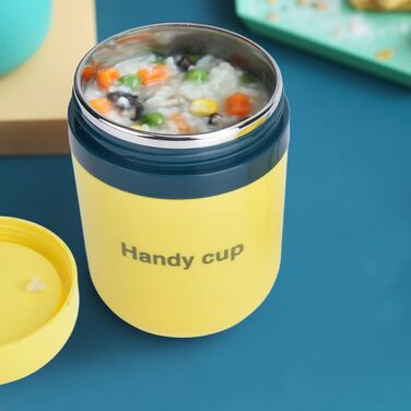 Контейнер для дитячого супу Goshyda, термос 17 унцій з ложкою, вакуумний ланч-бокс з нержавіючої сталі, гаряче/холодне (жовтий/синій)