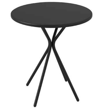 Садовий стіл Outsunny Ø60 x 70 см, Атмосферостійкий сталевий балконний стіл, Круглий обідній стіл з підніжкою Відкритий кемпінговий стіл Журнальний столик, Стіл для патіо для саду Патіо Балкон чорний
