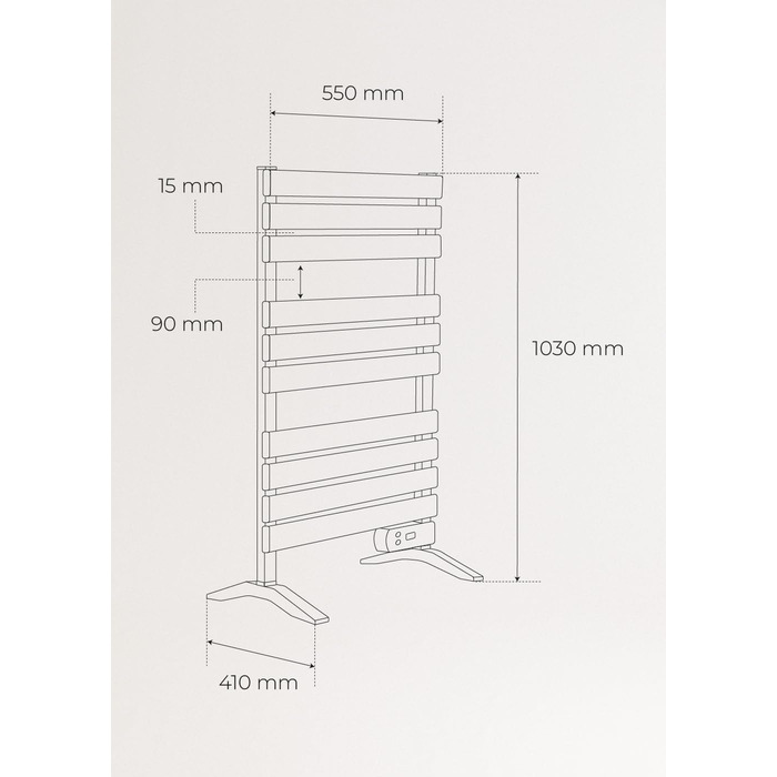 Електричний рушникосушарка CREATE / WARM 500W, чорний, з ніжками, 103x55x5 см, термостат, низьке споживання