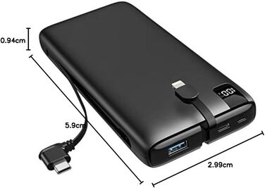 Швидкий зарядний пристрій 22,5 Вт, 4 виходи, 2 входи, чорний, 26800mAh - USB C