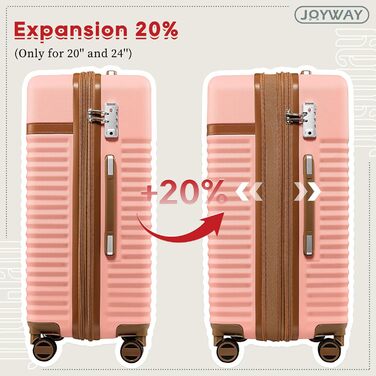 Набір валіз Joyway ABS 5шт з TSA-замком (рожевий) - розширюваний, з культурою та сумкою для подорожей