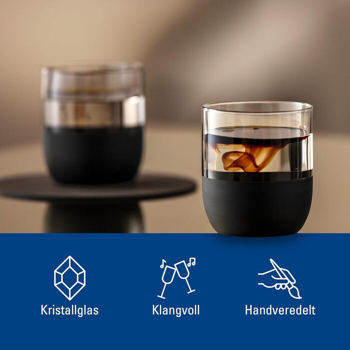 Набір келихів Villeroy & Boch Manufacture Rock (4 шт, 300 мл) - келих для лонгдрінку, коктейльних напоїв, кришталеве скло, ручна розпис, з матовим дном