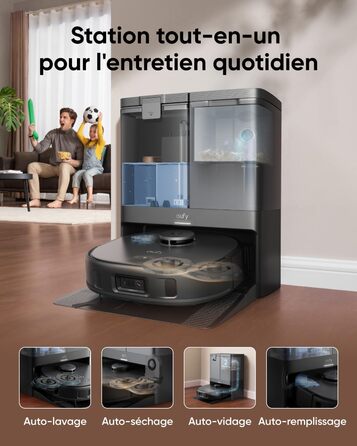 Робот-пилосос Eufy X10 Pro Omni з функцією миття та авто-дозаправкою, 8000Pa, 2 мопи з автомийкою та сушінням (відновлений)