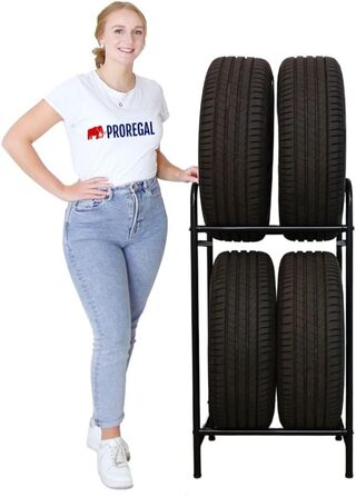 Стелаж для шин PROREGAL CARRERO 104x55x40 см, 4 шини, 2 рівня, чорний. Стелаж для гаража, майстерні, складу, підвалу