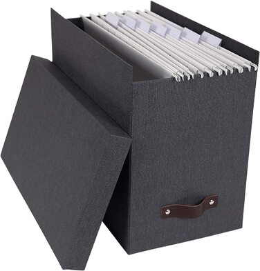 Йохан підвісна коробка для зберігання з кришкою-стильна архівна коробка, в яку входять 8 степлерів-підвісна коробка для зберігання папок з ДВП і паперу (чорний)
