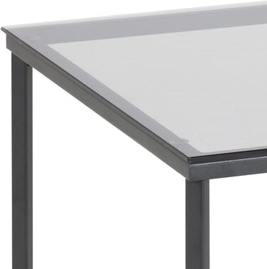 Кутовий стіл квадратний, Ш 50 x D 50 x H 45 см, скло/метал, (прозорий/чорний, )