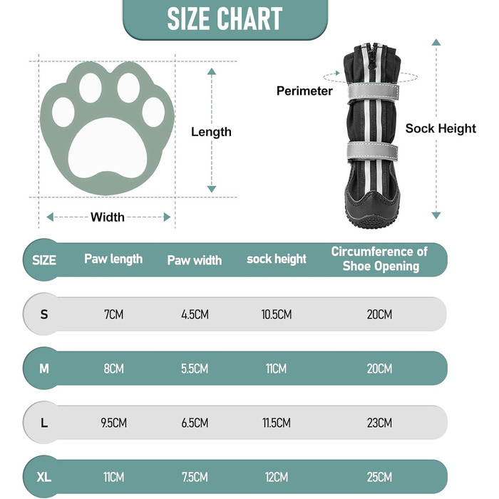 Водонепроникне взуття для собак OHCOZZY на блискавці, світловідбиваючі ремені, захист лап, 4 шт. , S, чорне