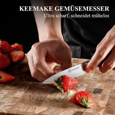 KEEMAKE Набір професійних кухонних ножів з вуглецевої сталі, Fleischmesser з ергономічною ручкою, 9 см (овочевий ніж)