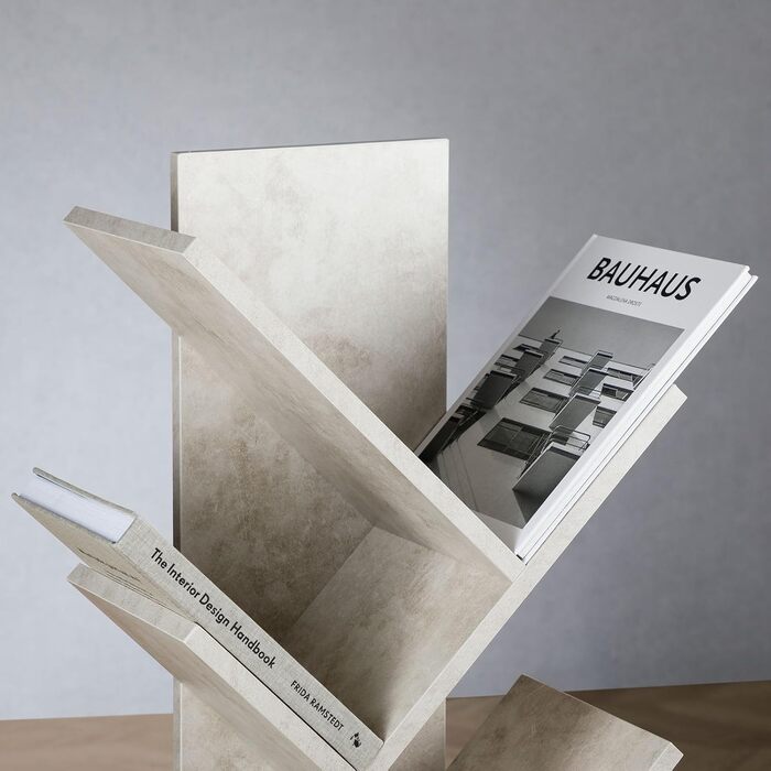 Стильна полиця для книг IDIMEX Jules з бетону - вільного типу, з високоякісної ДСП