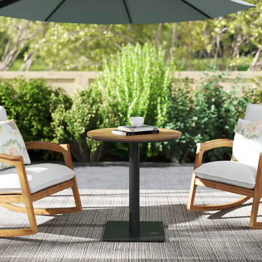 Outsunny Garden Table Ø70 см, Стійкий до погодних умов круглий балконний стіл з планкою, Сталевий обідній стіл на відкритому повітрі, Столик для кемпінгу Журнальний столик, Патіо Стіл для саду Патіо Балкон з натурального дерева