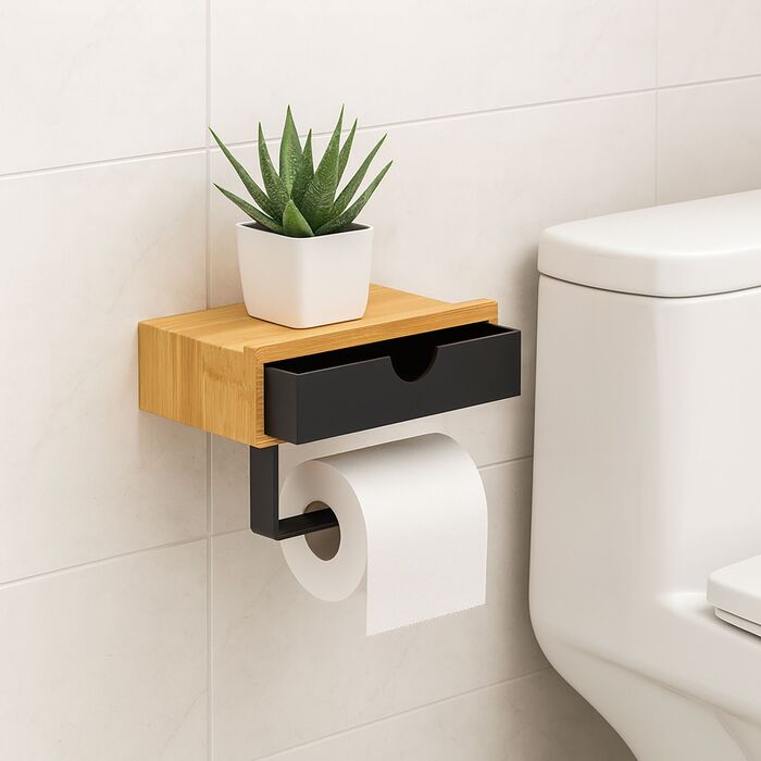 Держатель туалетного паперу Relaxdays з полицею