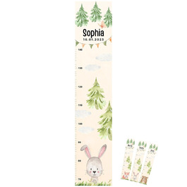 Іменна мірна паличка для дитячої кімнати (лісові тварини, кролик)