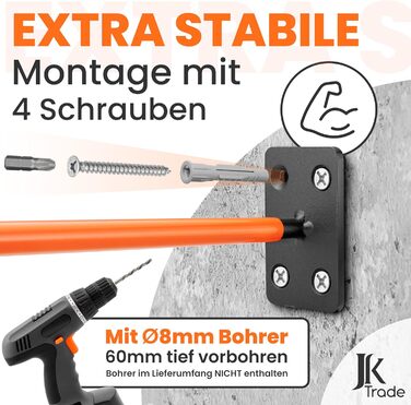 Набір кріплень для шин на стіну JK Trade® (4 шт.) з комплектом гвинтів та дюбелів. Захист для коліс, гачок для кріплення шин, садового інвентарю, легкосплавних дисків. Макс. навантаження 40 кг (Помаранчевий V1)