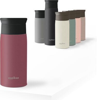 Термокружка EPPICAN EppiToGo з нержавіючої сталі, 500 мл, для кави з собою, подорожі, авто, витокозахисна, з гігієнічним 360° отвором (Бордо)