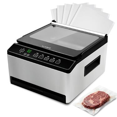 Вакууматор KLAMER Vakuumierer Pro 80 (2025) для сухих та вологих продуктів, для Sous Vide, з пакетами та шлангом