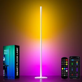 LED торшер для вітальні білий з пультом ДУ, RGB лампа 140 см, 16 млн кольорів, синхронізація з музикою, кутова, з таймером