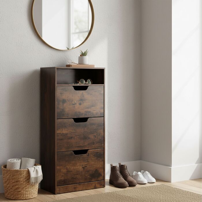 Взуттєва шафа Relaxdays з відкидною дверцями та відкритою полицею