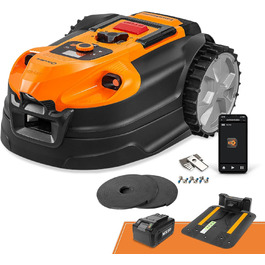 Газонокосарка-робот LawnMaster VBRM18AMID4R без обмежувального дроту, для газонів до 800 м², акумулятор 4 А·год, оптична навігація, уникнення перешкод, автоматична зарядна станція, функція забороненої зони, WiFi та Bluetooth управління через додаток