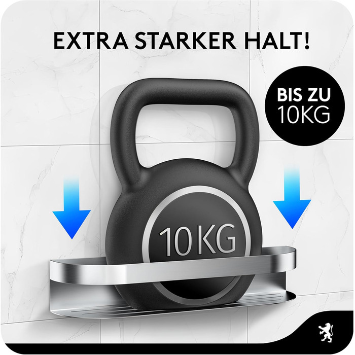 Поличка для душу GUTTENBURG без свердління (XXL, 38 см, 2200 см³), міцна, з нержавіючої сталі, проста установка ARCOS 38