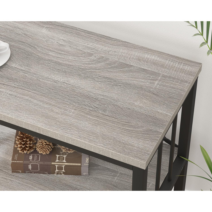 Металево-дерев'яна полиця IBF з 3 ярусами, індустріальний стиль, 120x34x74 см, сірий колір