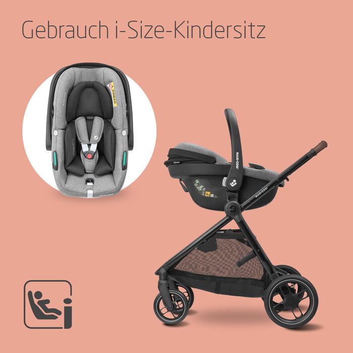 Дитяча коляска 3 в 1 Maxi-Cosi Zelia S Trio Grey з автокріслом CabrioFix S i-Size, 0-4 роки, до 22 кг, компактна, складна, з аксесуарами та пеленальною сумкою