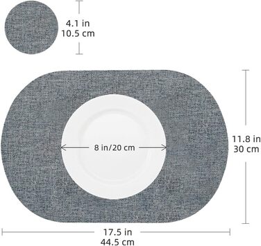 Набори серветок на стіл овальної форми, 6 шт., штучна шкіра, термостійкі та водонепроникні (зелені)