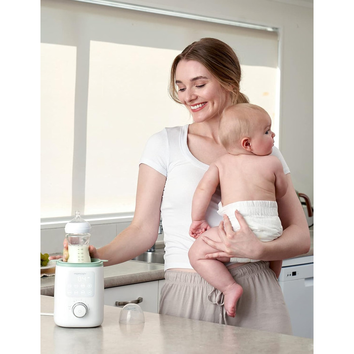 Momcozy Нагрівач для пляшечок Momcozy Nutri-Flaschenwärmer - 9-в-1 з точним контролем температури, нічним світлом, швидким нагрівом та автоматичним вимкненням. Сумісний з усіма пляшками.