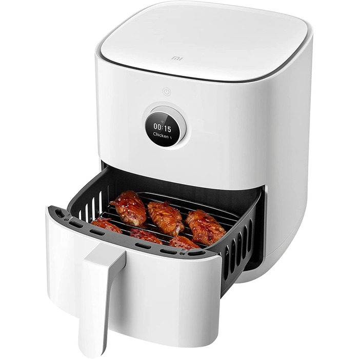 Аерофритюрниця Mi Smart Air Fryer Pro, 4 літри, 1600 Вт, 100 рецептів, прозоре вікно, білий (3.5 л)