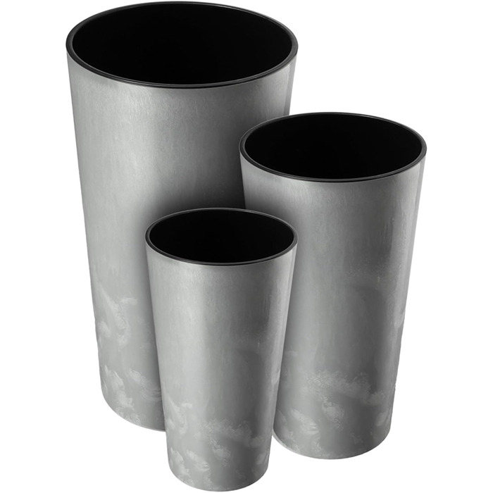 Набір горщиків KADAX (3 шт) з дерев'яною стружкою, сірий бетон, 19.25/30 см