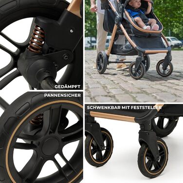 Дитяча коляска Kinderkraft ESME 3-в-1: комплект, до 22 кг, автокрісло I-size, бежевий колір