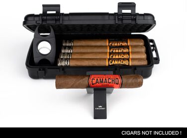 Вишуканий вологостійкий кейс для сигар Kobi & Knight з різаком та підставкою – аксесуар для сигар, подарунковий набір для 12.7 x 20.3 см сигар