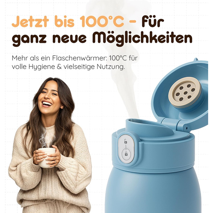 Підігрівач для дитячих пляшечок BEBELUX LUX MOM KIT – Електричний, USB-C, 36W, BPA-free, з терморегулятором, для подорожей (Бежевий)