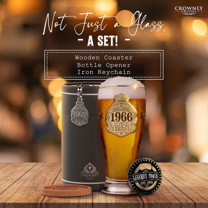 Пивний келих з гравіюванням 570 мл, 50 років, персоналізований подарунок для чоловіка, тата, декор, листівка на ювілей (1966)