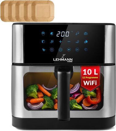 Фритюрниця повітряна LEHMANN XXL з 2 камерами (10л), 13 програм, touch display, антипригарне покриття