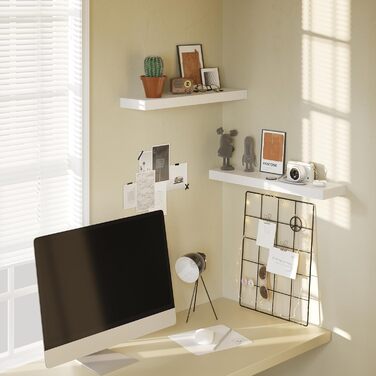 Полиці настінні BAMEOS, комплект з 2 шт, 60 см, білі - декор для ванної, кухні, вітальні, спальні