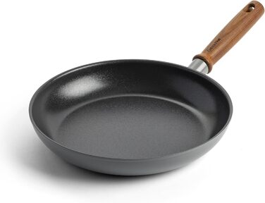 Сковорода GreenPan Mayflower Pro 24 см, керамічна антипригарна, без PFAS, індукційна, з дерев'яною ручкою, сіра